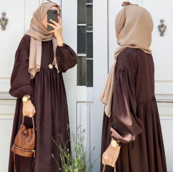Chocolate Georgette Irani Design Abaya