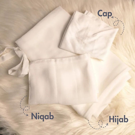 Georgette Hijab with same Niqab & Cap - Off White