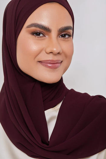 Deep Maroon - Premium Georgette Chiffon Hijab