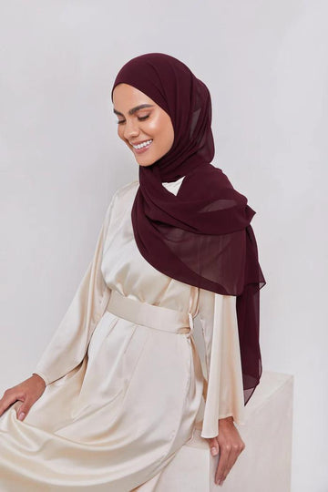 Deep Maroon - Premium Georgette Chiffon Hijab