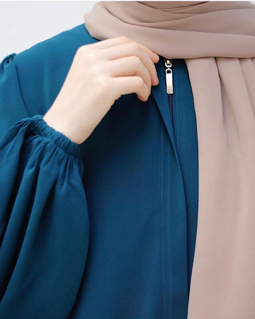 Classic Zipper Abaya - Blue