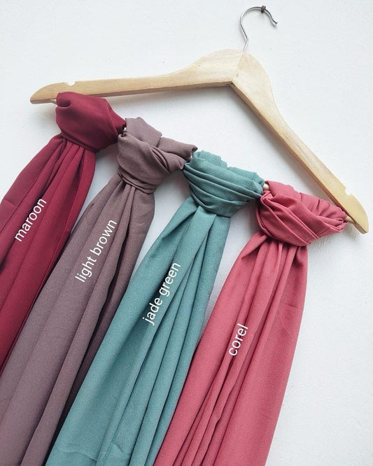 Pack of 4 Plain Premium Chiffon Georgette Hijabs Soft Lightweight No Slip Breathable Fabric Best for Summer for Girls, Women