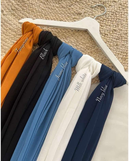 Pack of 5 Plain Premium Chiffon Georgette Hijabs Soft Lightweight No Slip Breathable Fabric Best for Summer for Girls, Women