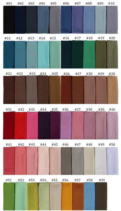 Pack of 6 Plain Premium Chiffon Georgette Hijabs Soft Lightweight No Slip Breathable Fabric Best for Summer for Girls, Women