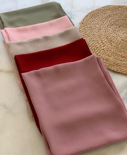 Pack of 2 Luxury - Plain Chiffon Georgette Hijab Stoller Scarf- Multicolour Dupattas for girls and women - Top Quality