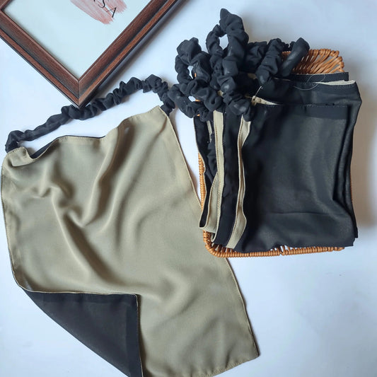 Double Color Niqab - Khaki & Black