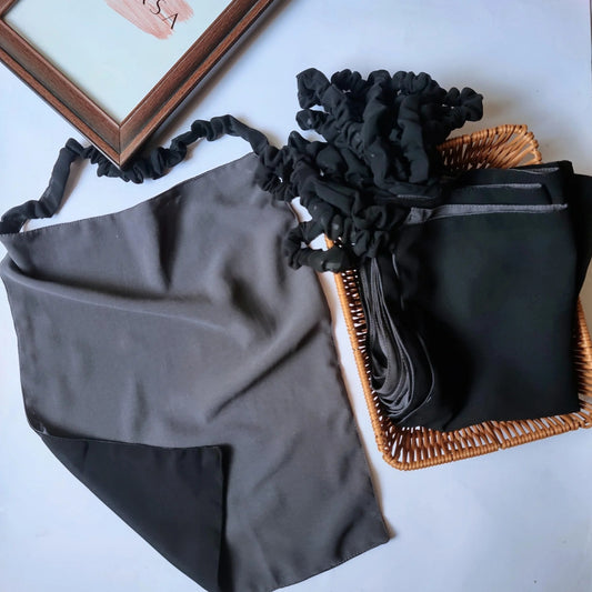 Double Color Niqab - Gray & Black