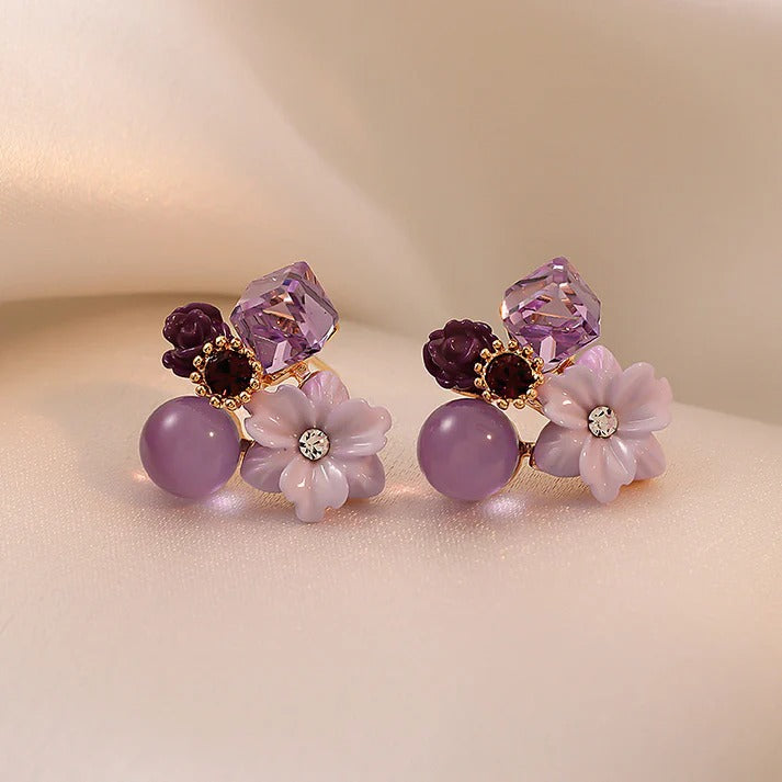 UNI-10290 - Purple Flowers - Earring