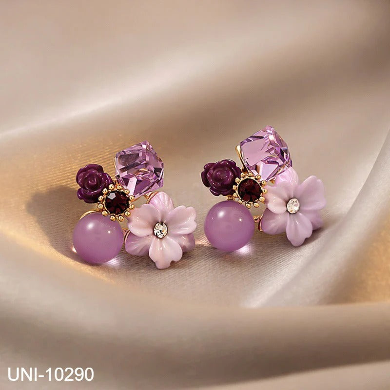UNI-10290 - Purple Flowers - Earring