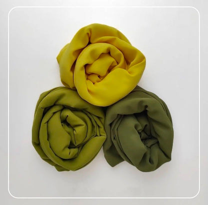 Bundle of 3 Georgette Chiffon Hijabs with Premium Quality